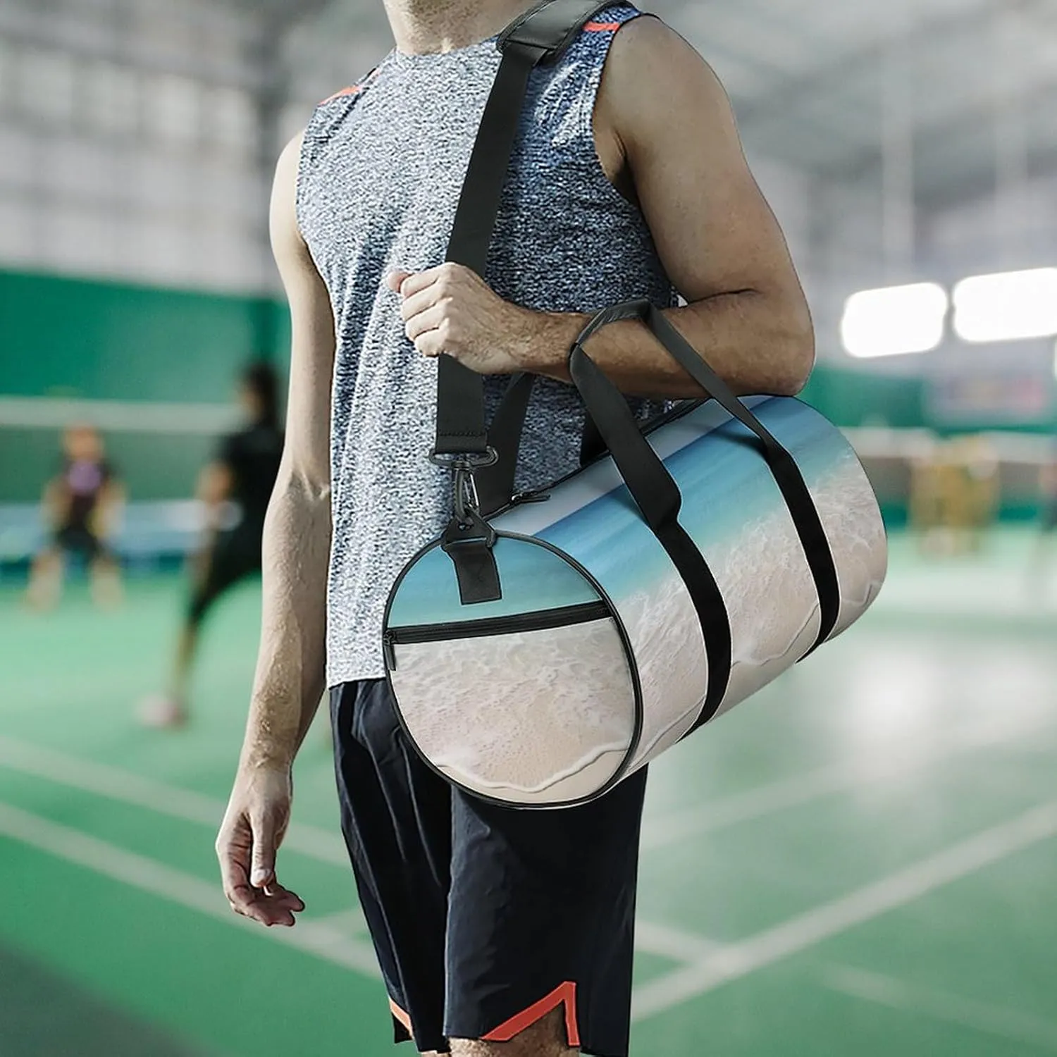 Gym Bags for Men Women Beach Clear Sea Sand Duffle Bag Travel Overnight Bag with Shoe Compartment Tote Bags