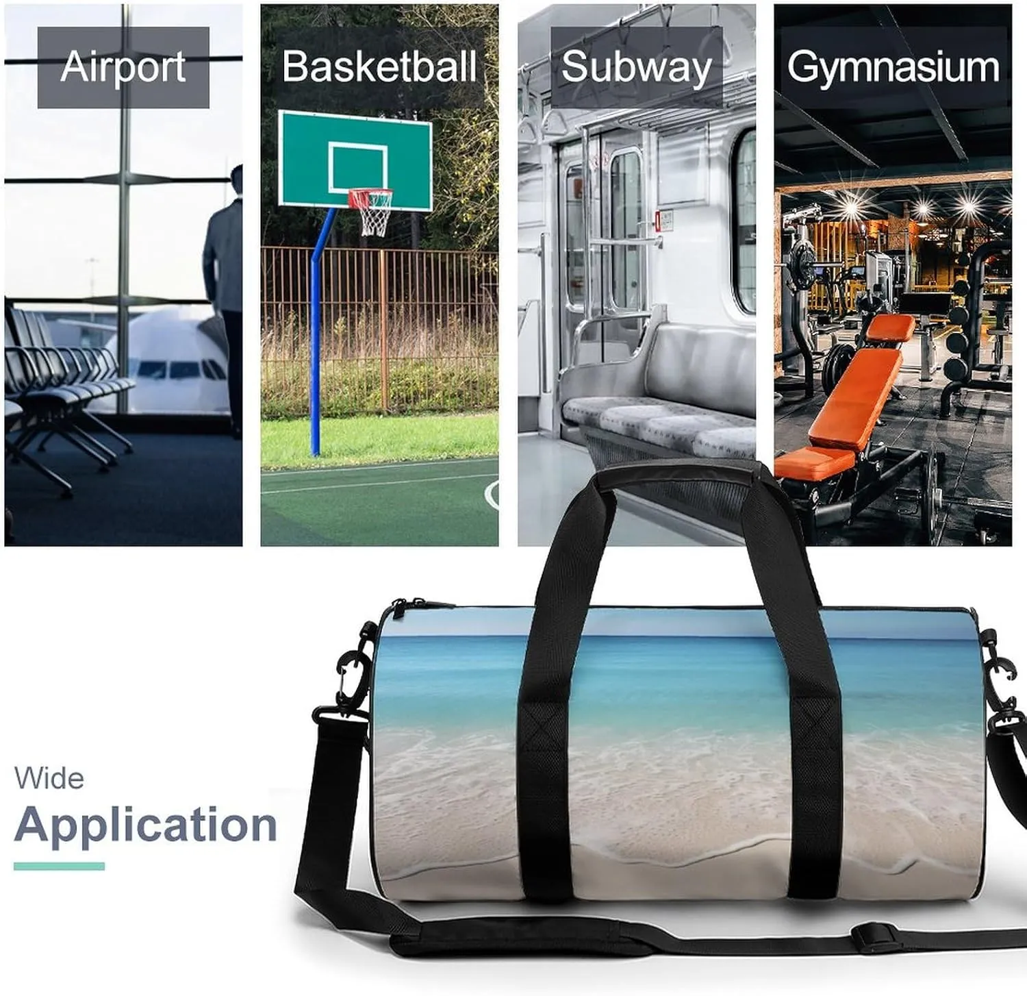 Gym Bags for Men Women Beach Clear Sea Sand Duffle Bag Travel Overnight Bag with Shoe Compartment Tote Bags