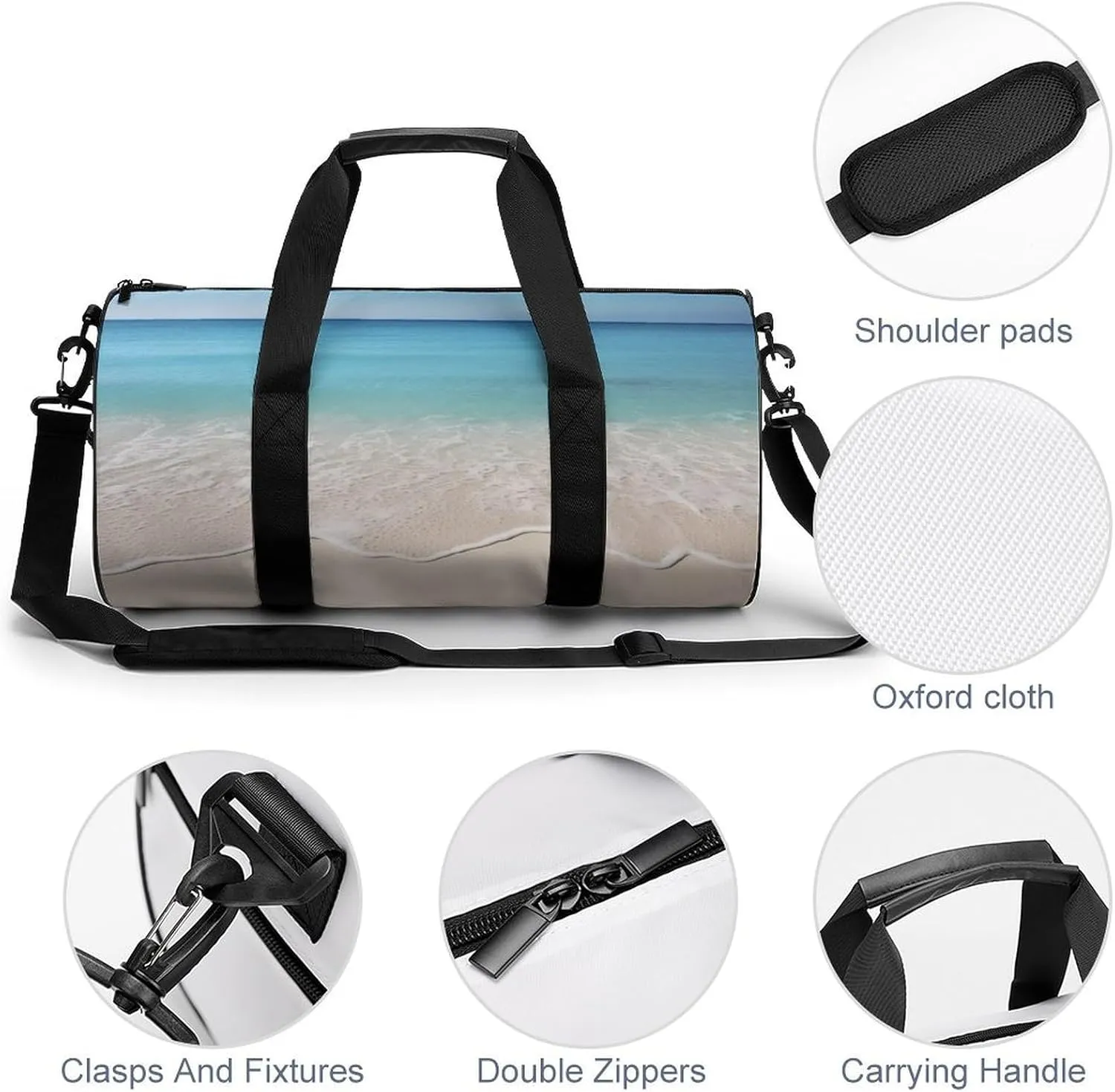 Gym Bags for Men Women Beach Clear Sea Sand Duffle Bag Travel Overnight Bag with Shoe Compartment Tote Bags