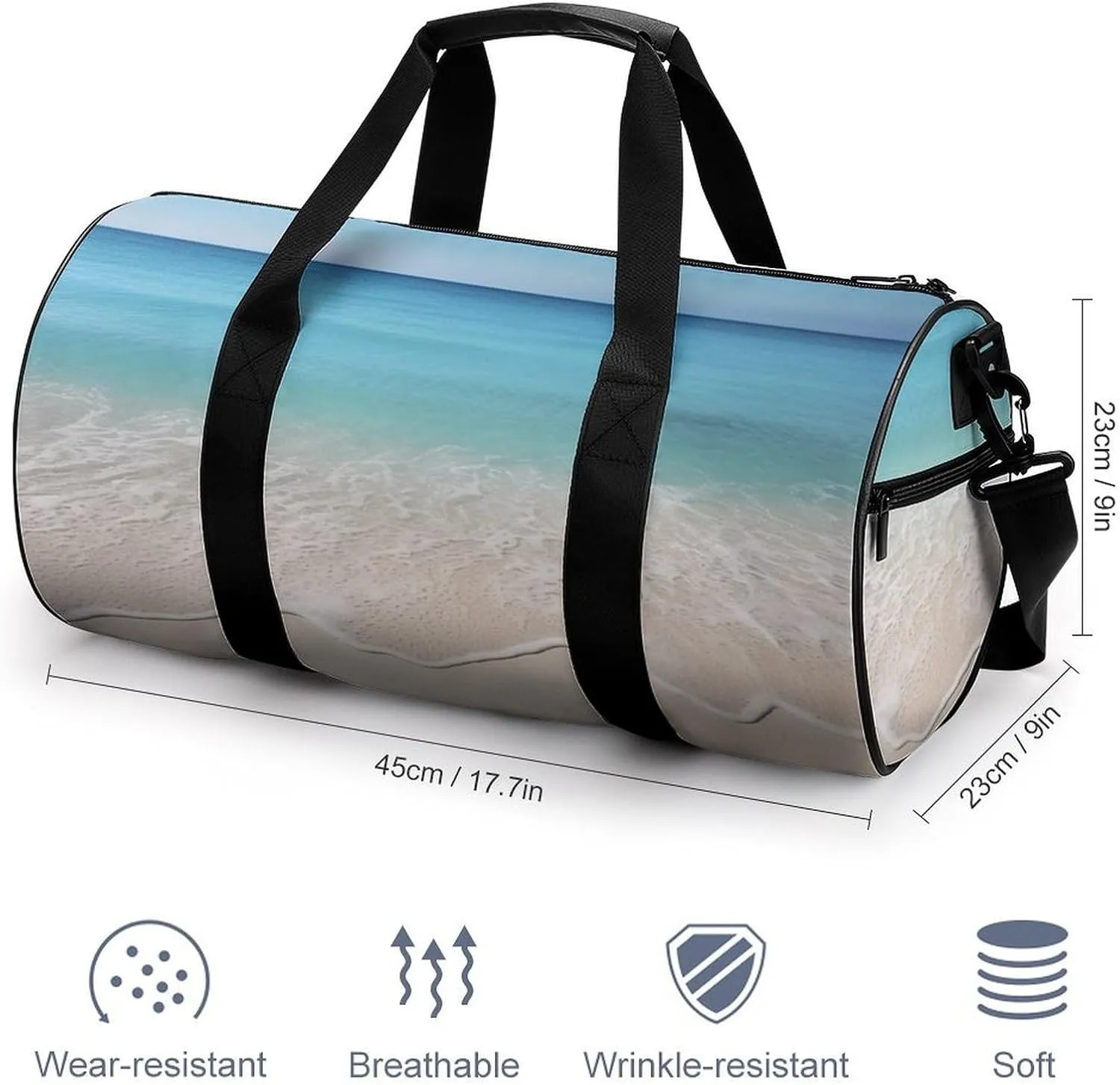 Gym Bags for Men Women Beach Clear Sea Sand Duffle Bag Travel Overnight Bag with Shoe Compartment Tote Bags