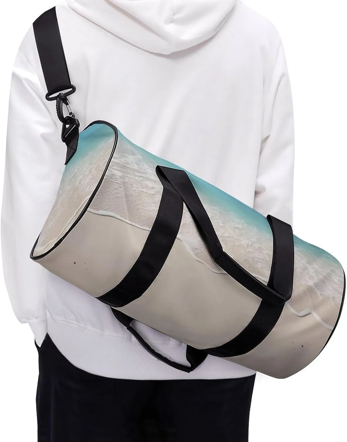 Gym Bags for Men Women Beach Clear Sea Sand Duffle Bag Travel Overnight Bag with Shoe Compartment Tote Bags