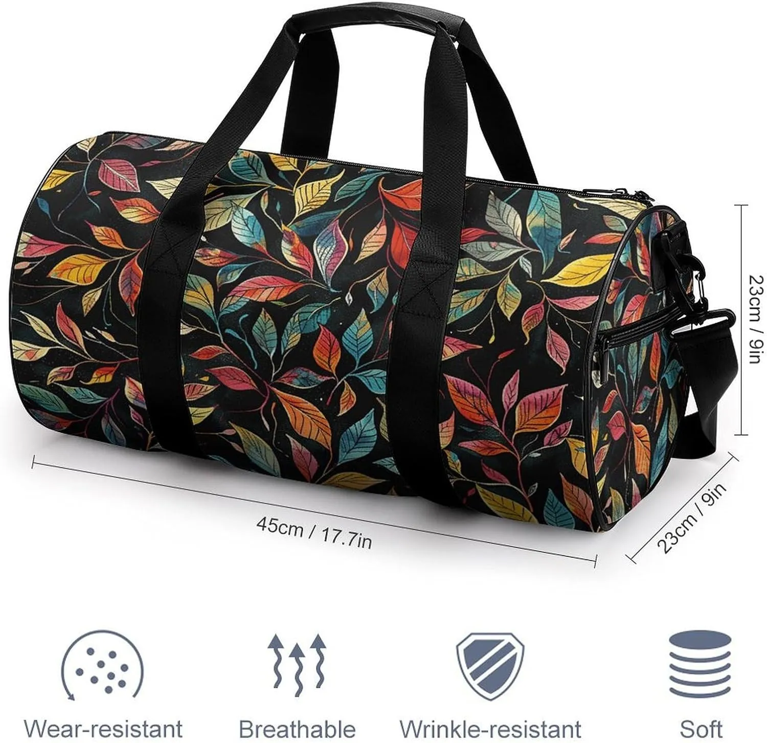 Gym Bags for Men Women Black Intricate Trees Duffle Bag Travel Overnight Bag with Shoe Compartment Tote Bags