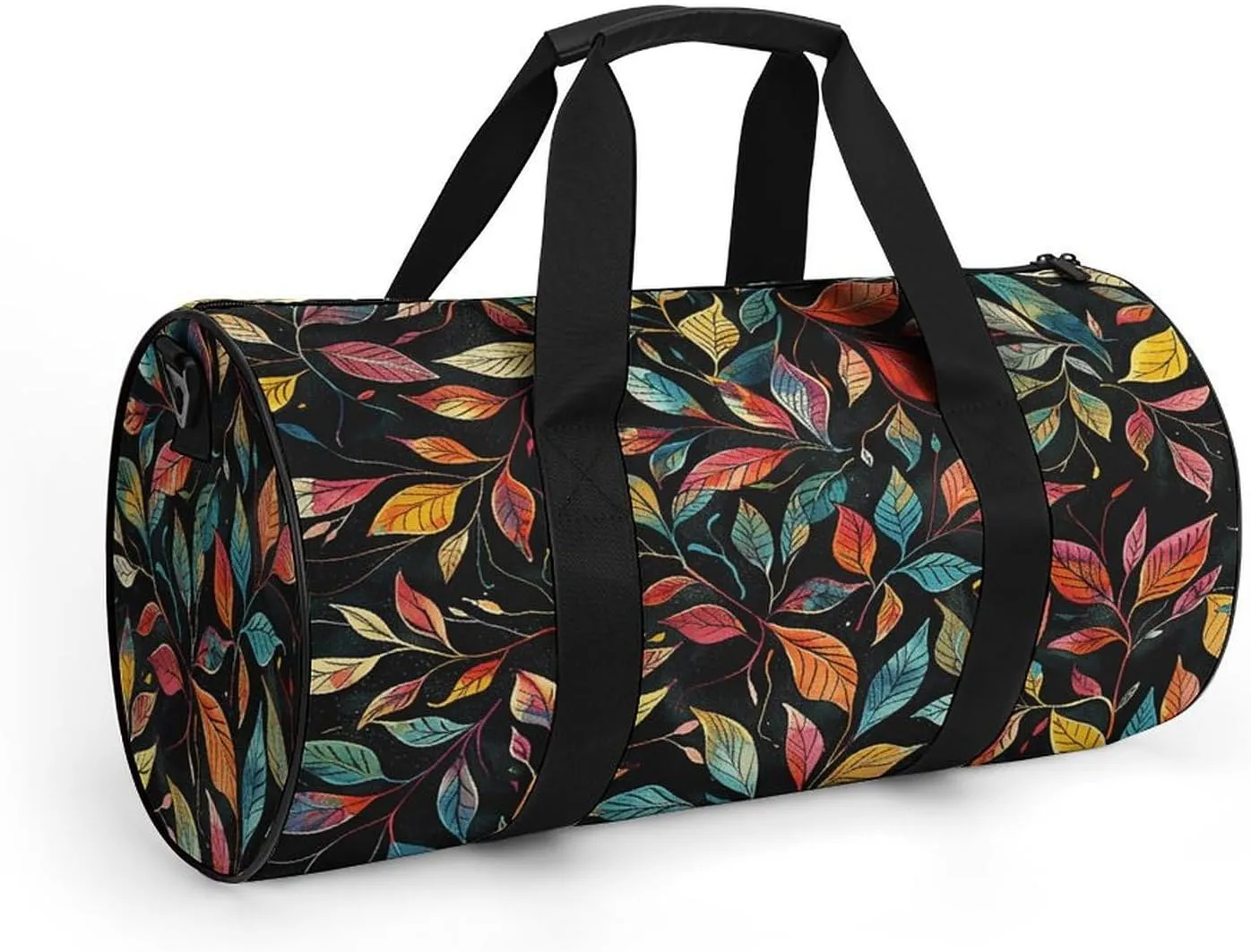 Gym Bags for Men Women Black Intricate Trees Duffle Bag Travel Overnight Bag with Shoe Compartment Tote Bags