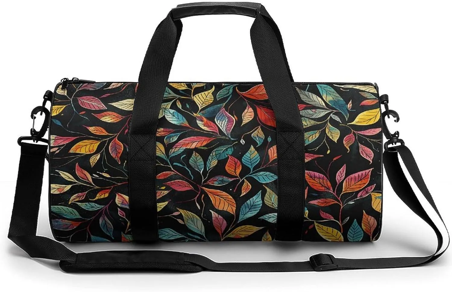 Gym Bags for Men Women Black Intricate Trees Duffle Bag Travel Overnight Bag with Shoe Compartment Tote Bags