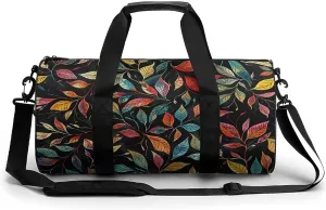 Gym Bags for Men Women Black Intricate Trees Duffle Bag Travel Overnight Bag with Shoe Compartment Tote Bags