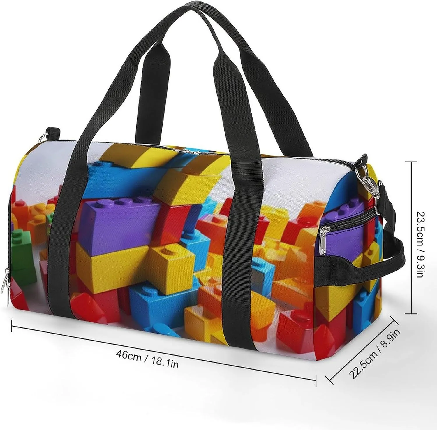 Gym Bags for Men Women Colorful Building Blocks Duffle Bag Travel Overnight Bag with Shoe Compartment Tote Bags