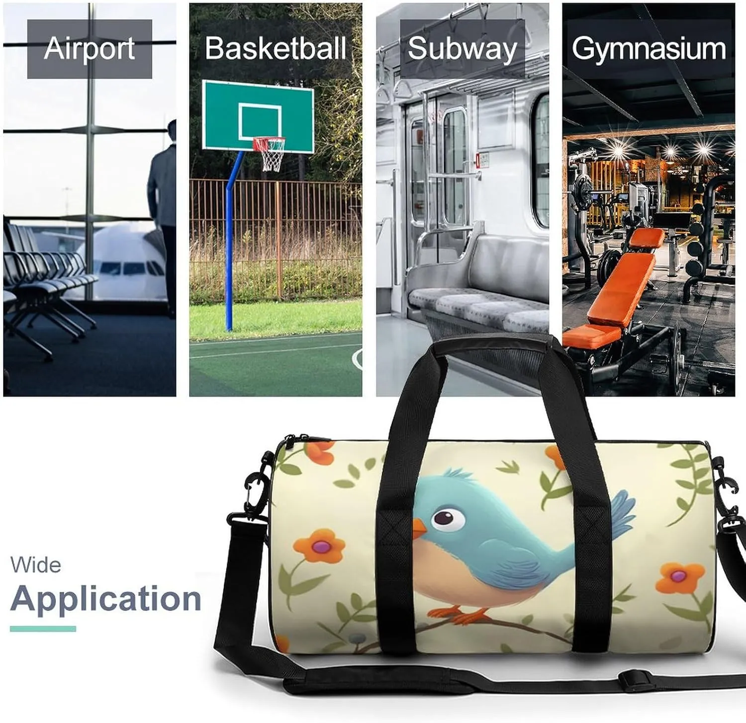 Gym Bags for Men Women Cute Bird Duffle Bag Travel Overnight Bag with Shoe Compartment Tote Bags