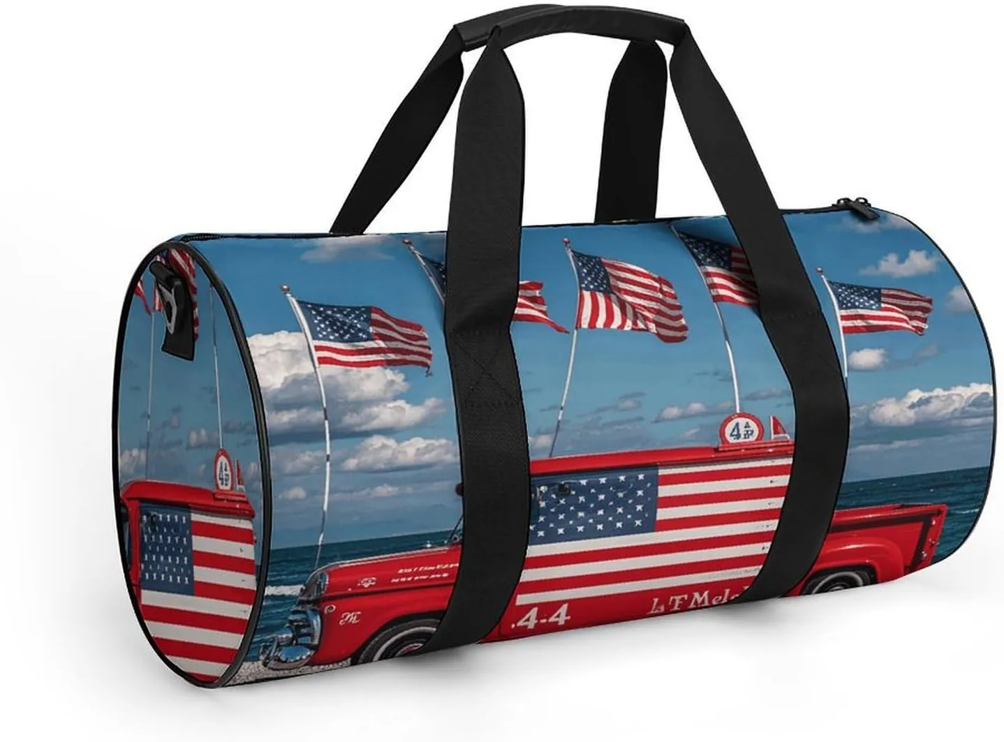 Gym Bags Small 4th Of July Patriotic Truck Duffel Bag Overnight Bag with Shoe Compartment Carryon Bag for Men Women