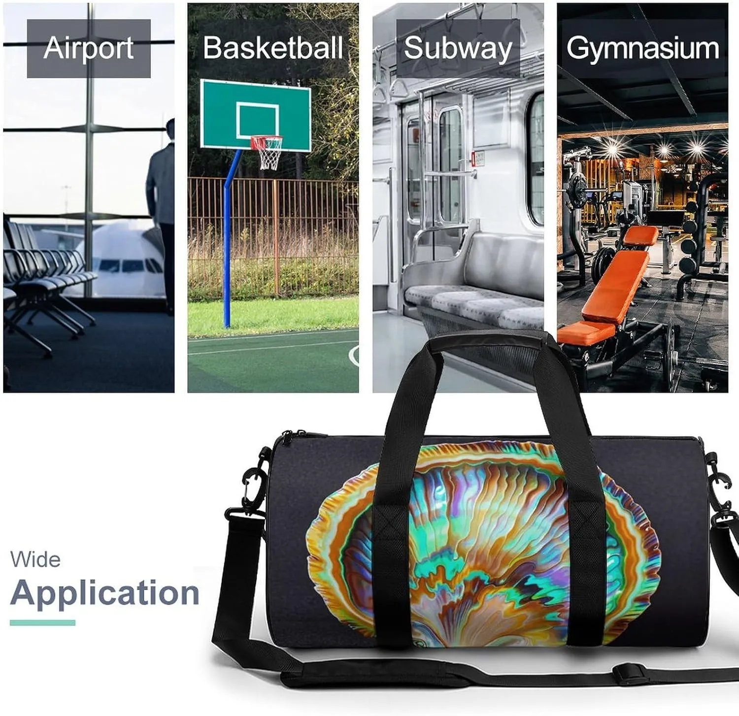 Gym Bags Small Abalone Nacre Duffel Bag Overnight Bag with Shoe Compartment Carryon Bag for Men Women