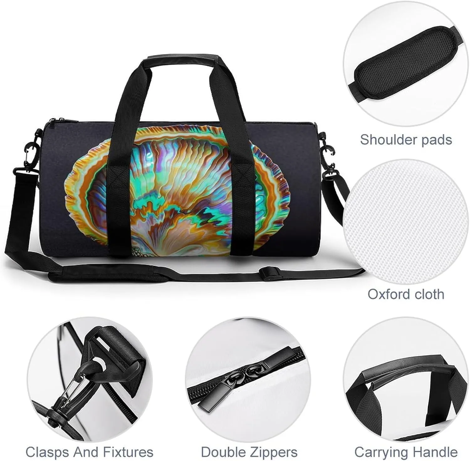 Gym Bags Small Abalone Nacre Duffel Bag Overnight Bag with Shoe Compartment Carryon Bag for Men Women