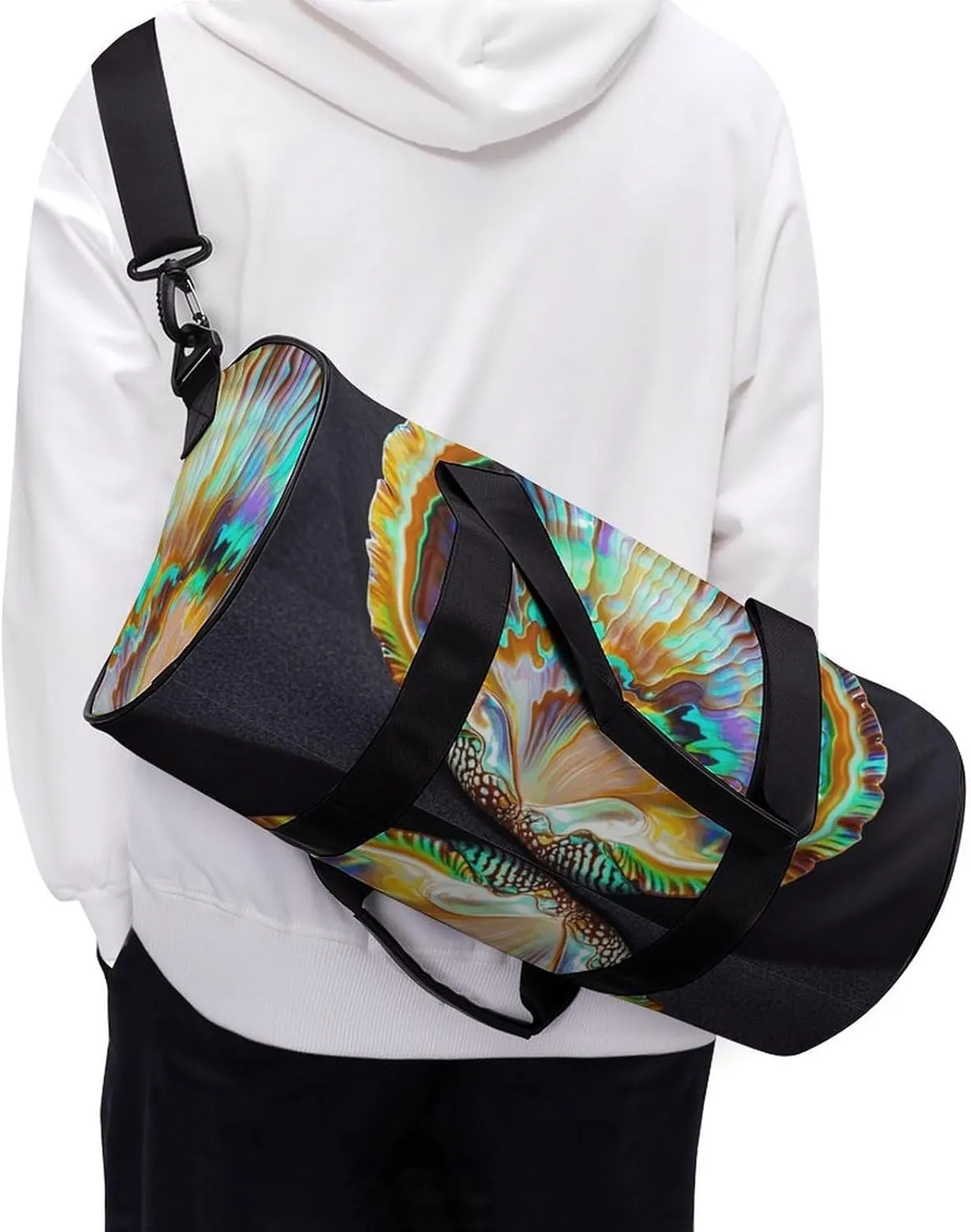 Gym Bags Small Abalone Nacre Duffel Bag Overnight Bag with Shoe Compartment Carryon Bag for Men Women