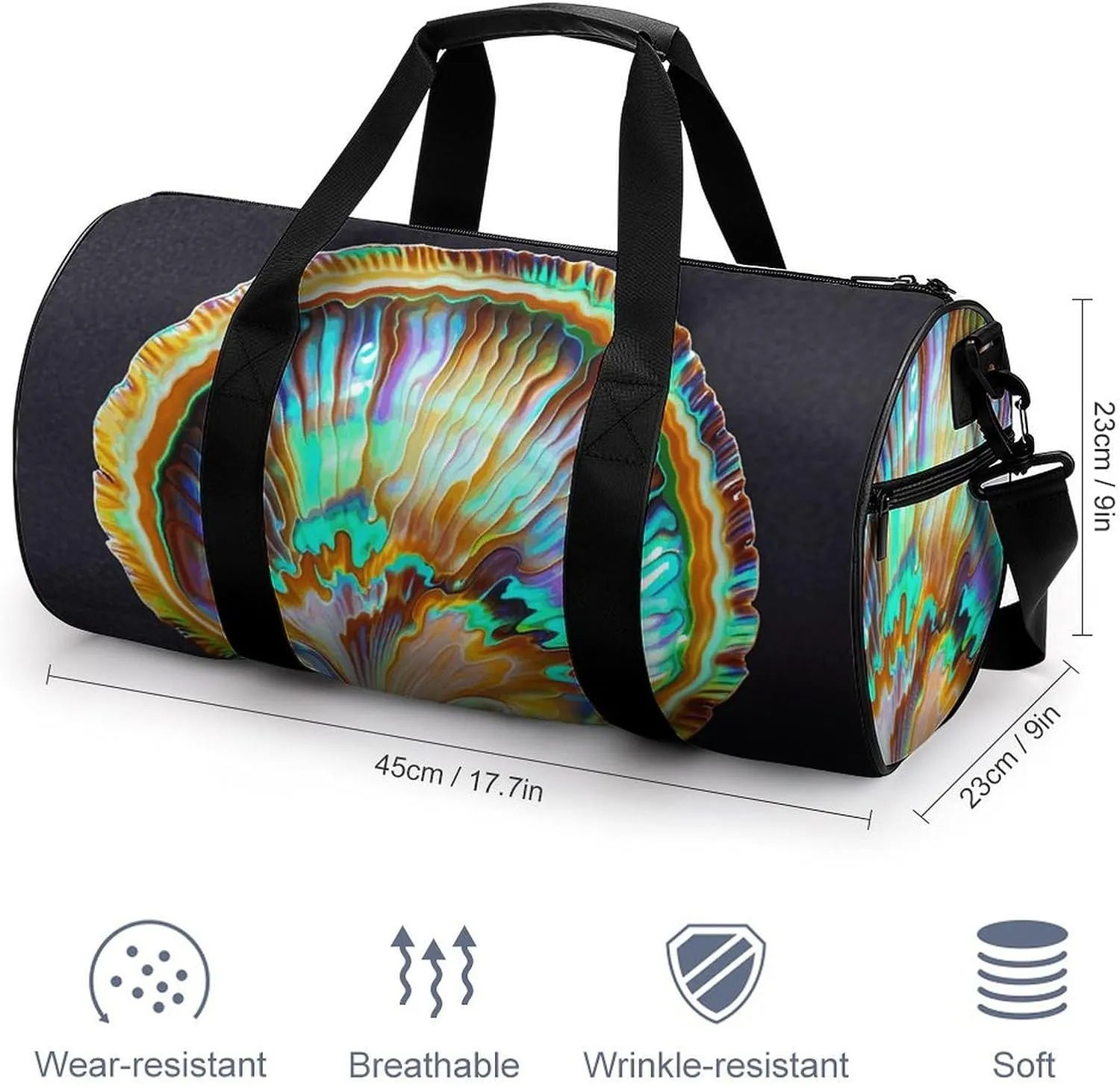 Gym Bags Small Abalone Nacre Duffel Bag Overnight Bag with Shoe Compartment Carryon Bag for Men Women