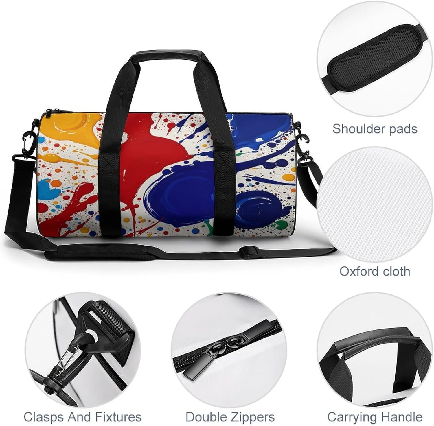 Gym Bags Small Abstract Paint Splashes Duffel Bag Overnight Bag with Shoe Compartment Carryon Bag for Men Women