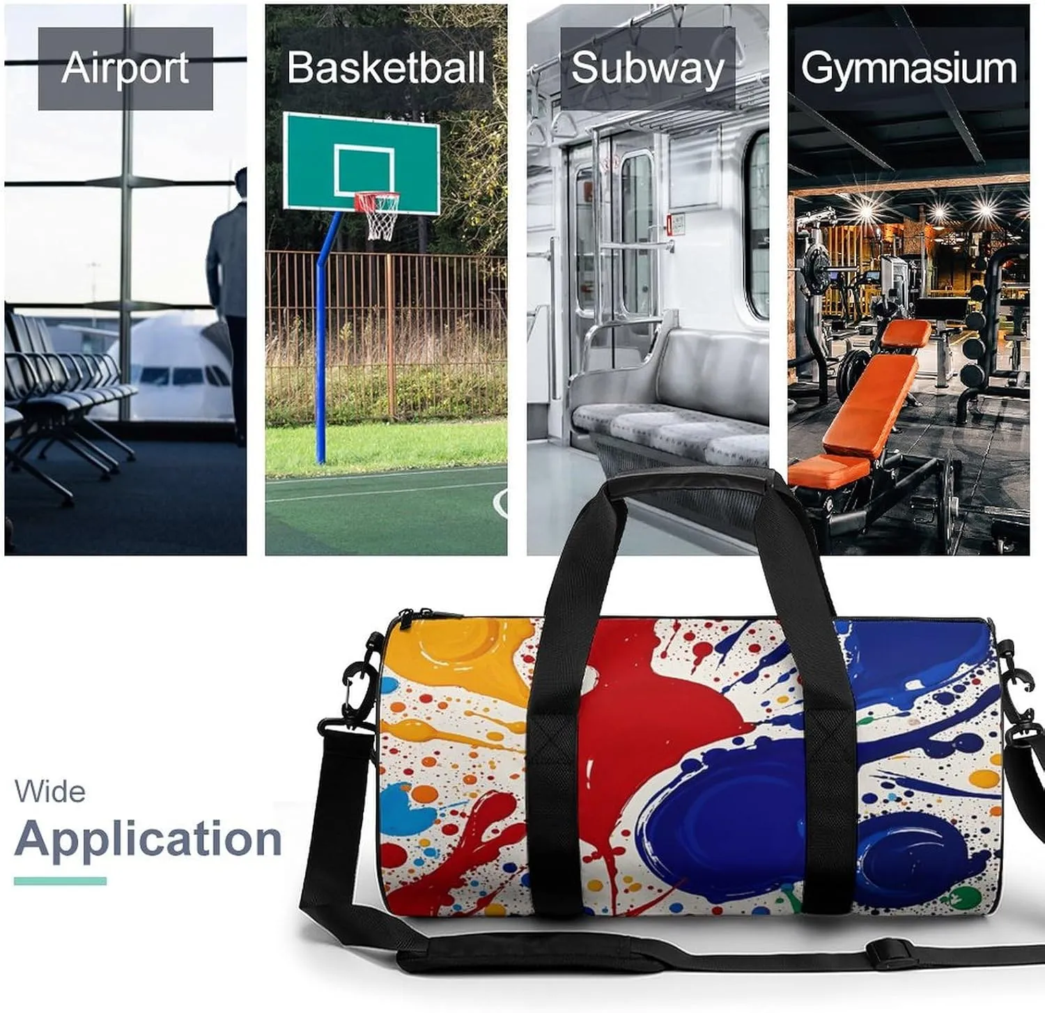 Gym Bags Small Abstract Paint Splashes Duffel Bag Overnight Bag with Shoe Compartment Carryon Bag for Men Women