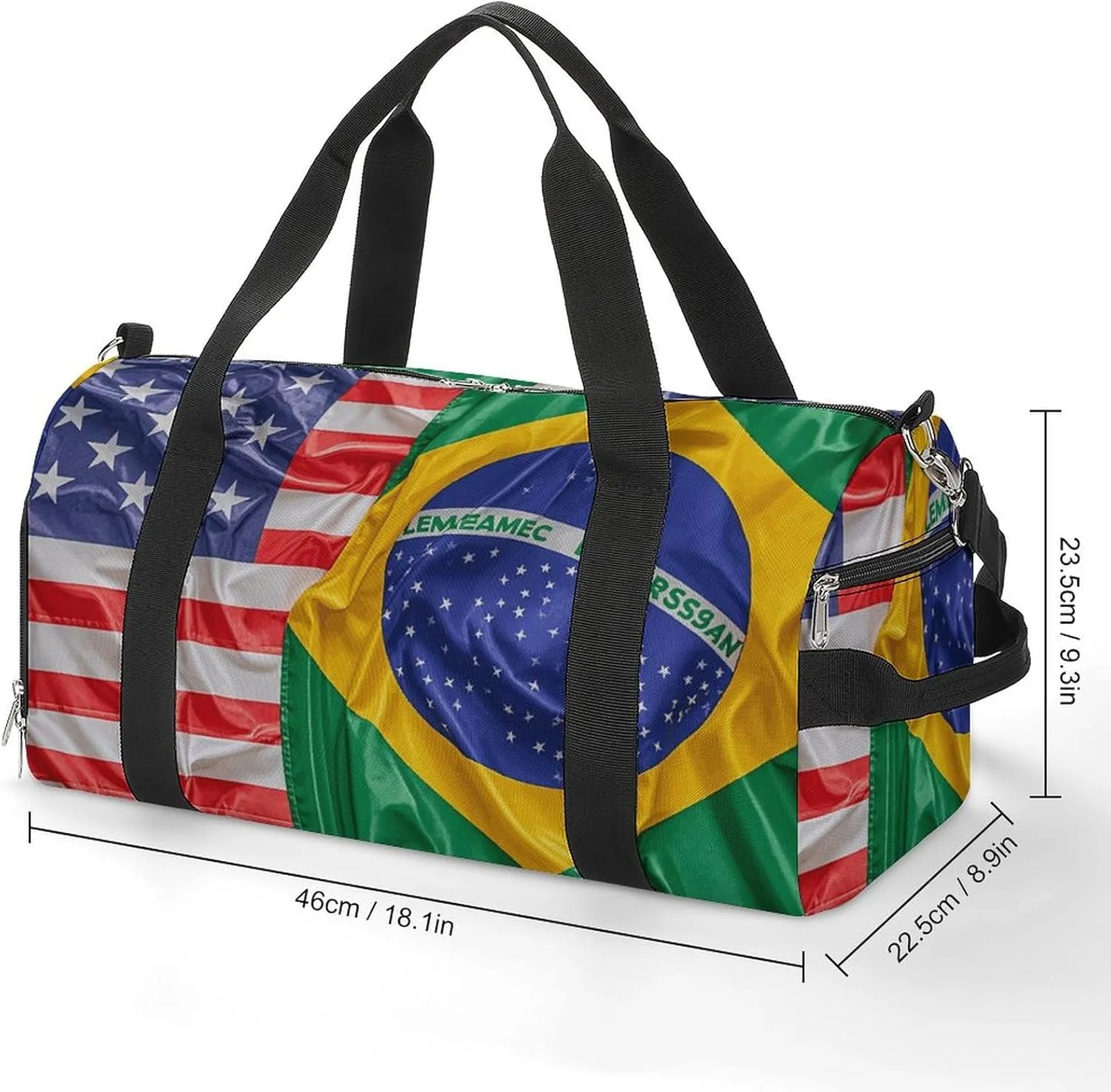 Gym Bags Small American And Brazilian Flags Duffel Bag Overnight Bag with Shoe Compartment Carryon Bag for Men Women