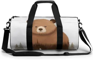 Gym Bags Small Animal Bear Duffel Bag Overnight Bag with Shoe Compartment Carryon Bag for Men Women