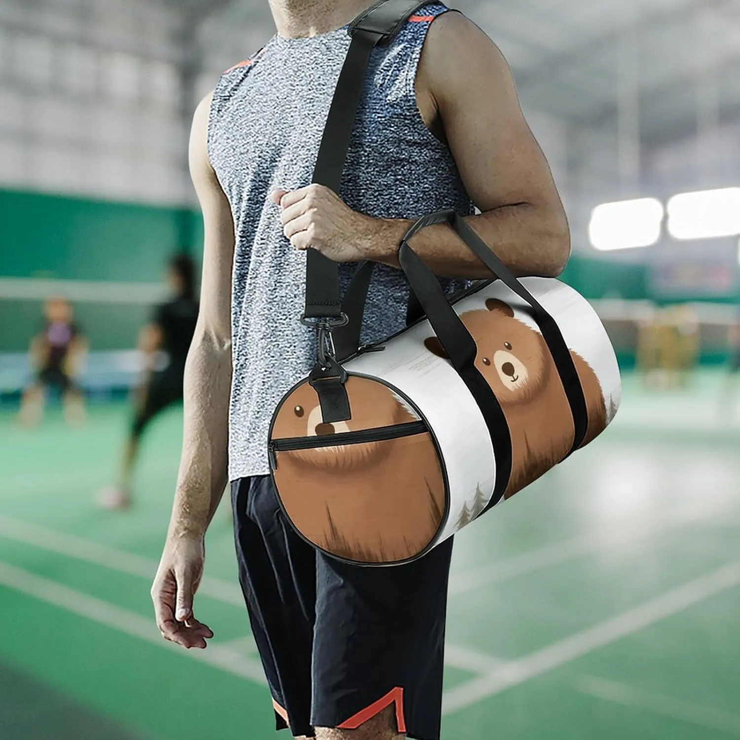 Gym Bags Small Animal Bear Duffel Bag Overnight Bag with Shoe Compartment Carryon Bag for Men Women