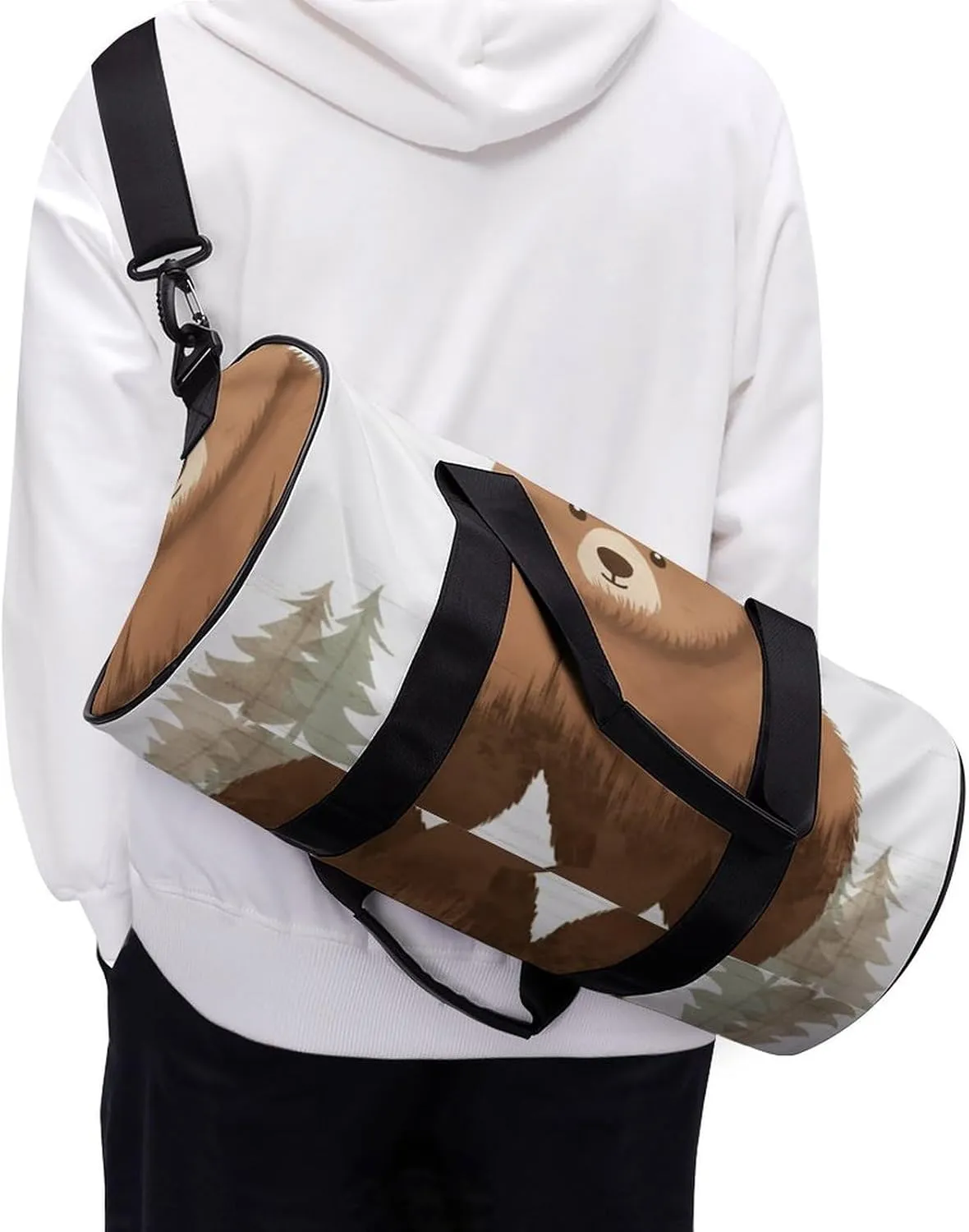 Gym Bags Small Animal Bear Duffel Bag Overnight Bag with Shoe Compartment Carryon Bag for Men Women