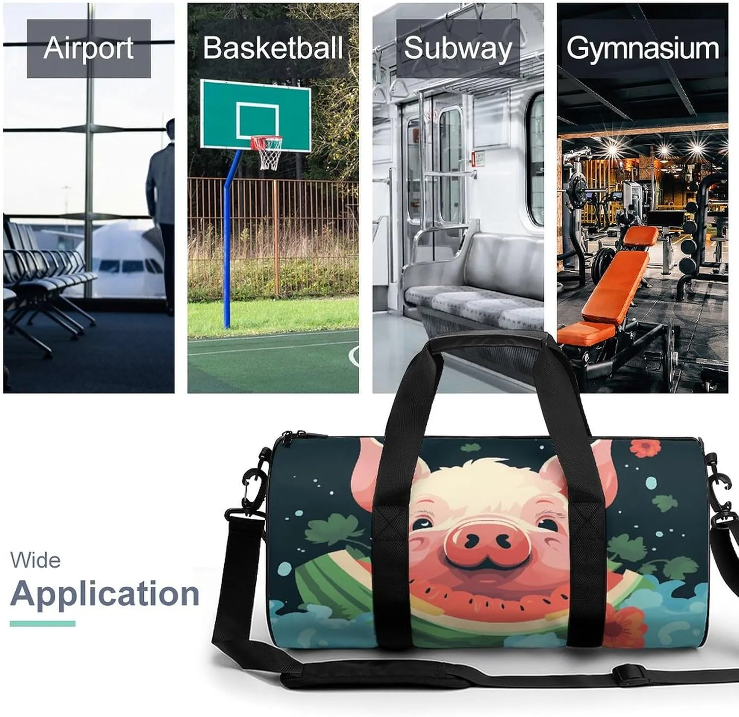 Gym Bags Small Animal Laughter Duffel Bag Overnight Bag with Shoe Compartment Carryon Bag for Men Women