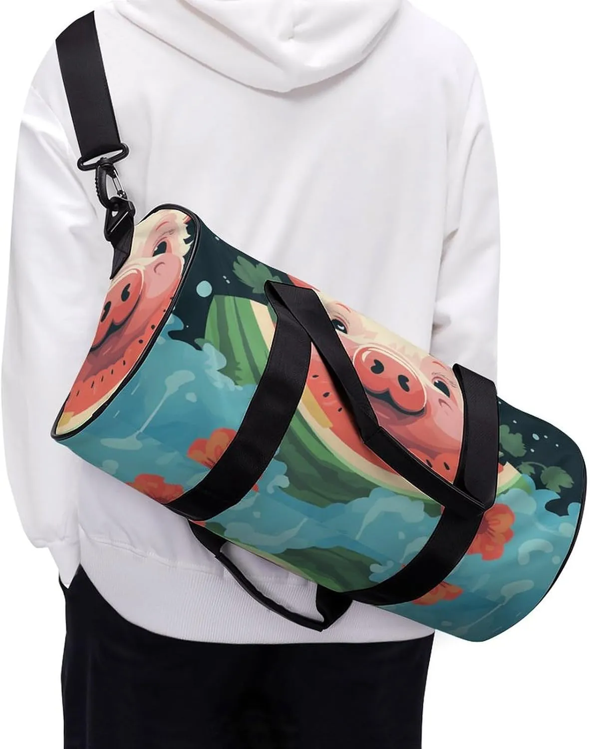 Gym Bags Small Animal Laughter Duffel Bag Overnight Bag with Shoe Compartment Carryon Bag for Men Women