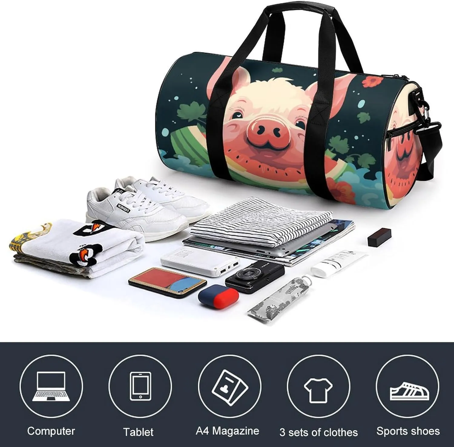Gym Bags Small Animal Laughter Duffel Bag Overnight Bag with Shoe Compartment Carryon Bag for Men Women