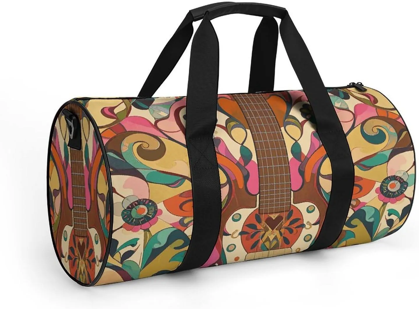 Gym Bags Small Art Guitar Pattern Duffel Bag Overnight Bag with Shoe Compartment Carryon Bag for Men Women