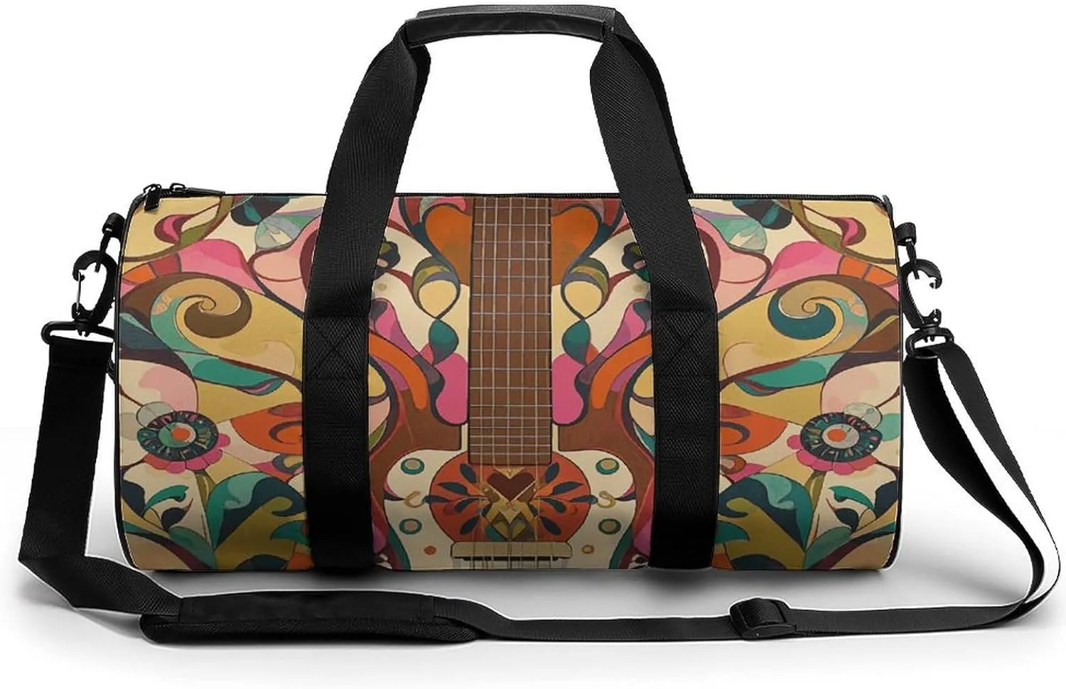Gym Bags Small Art Guitar Pattern Duffel Bag Overnight Bag with Shoe Compartment Carryon Bag for Men Women