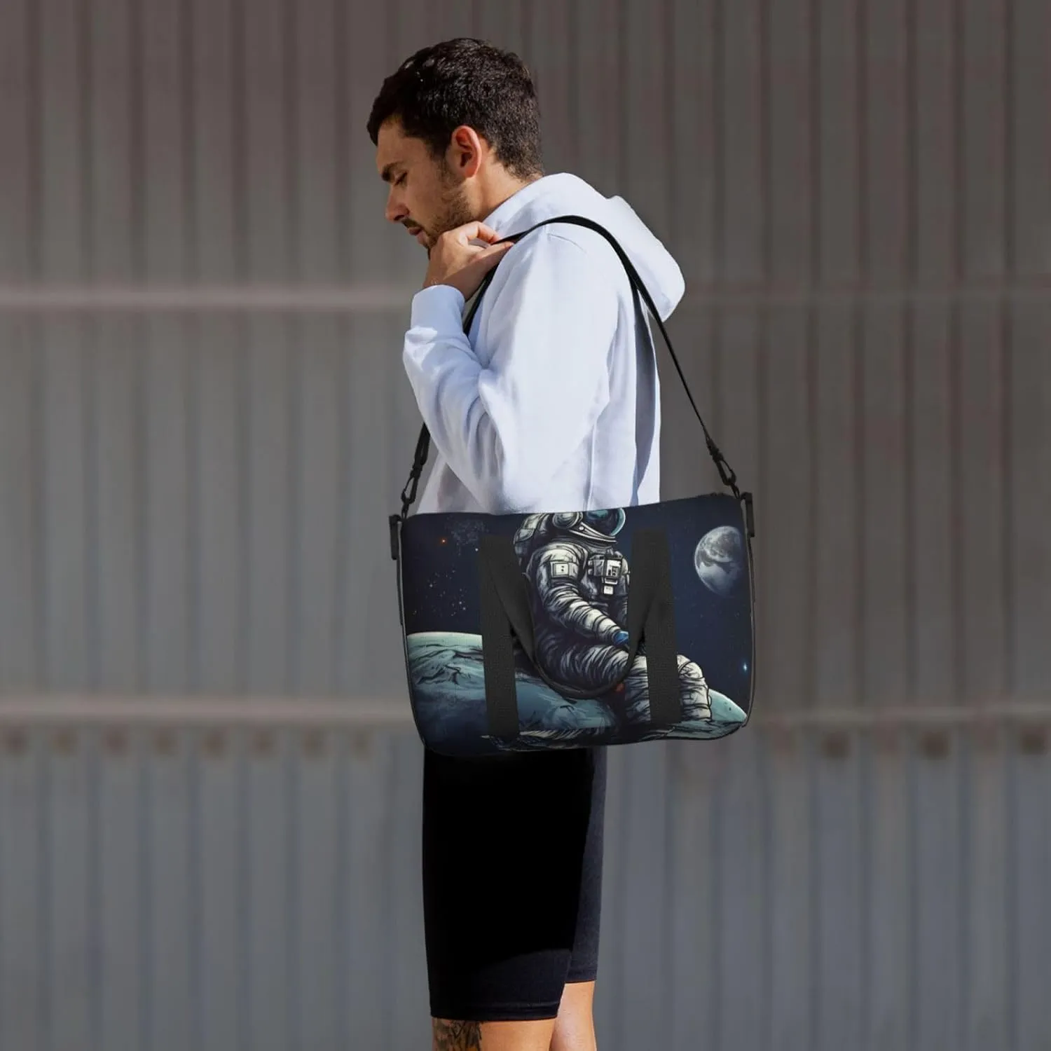 Gym Bags Small Astronaut space Duffel Bag Overnight Bag with Shoe Compartment Carryon Bag for Men Women