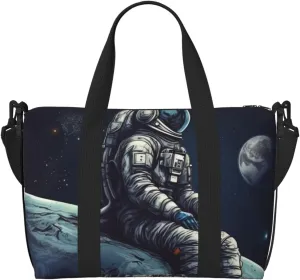 Gym Bags Small Astronaut space Duffel Bag Overnight Bag with Shoe Compartment Carryon Bag for Men Women