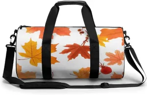 Gym Bags Small Autumn Maple Leaves Duffel Bag Overnight Bag with Shoe Compartment Carryon Bag for Men Women
