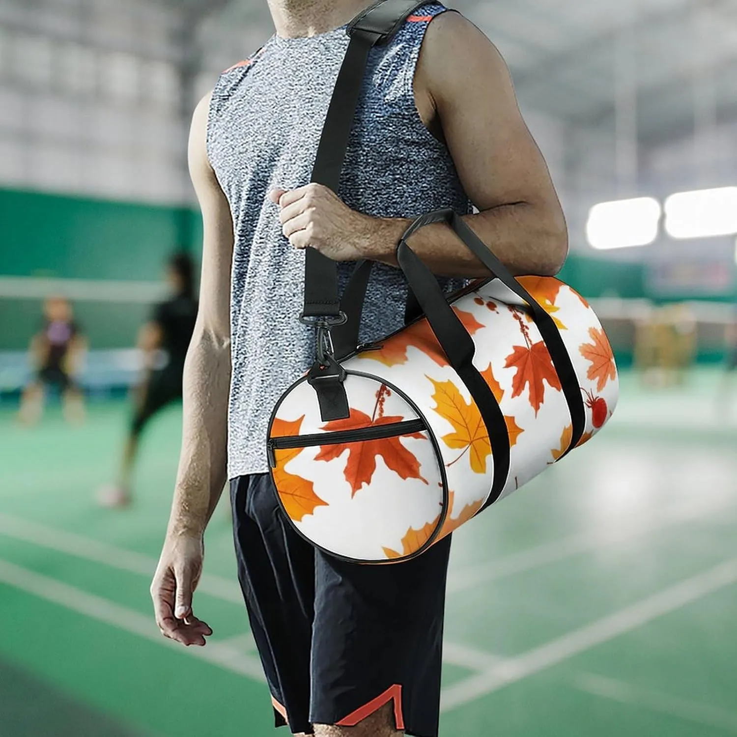 Gym Bags Small Autumn Maple Leaves Duffel Bag Overnight Bag with Shoe Compartment Carryon Bag for Men Women