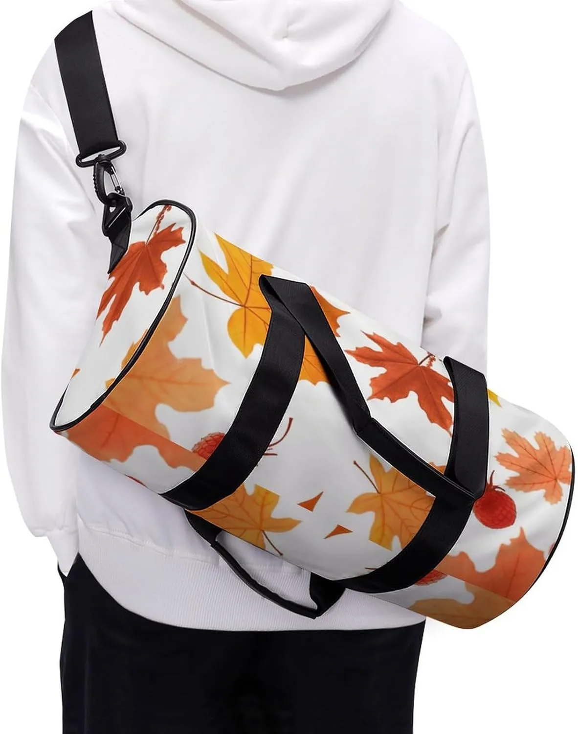 Gym Bags Small Autumn Maple Leaves Duffel Bag Overnight Bag with Shoe Compartment Carryon Bag for Men Women
