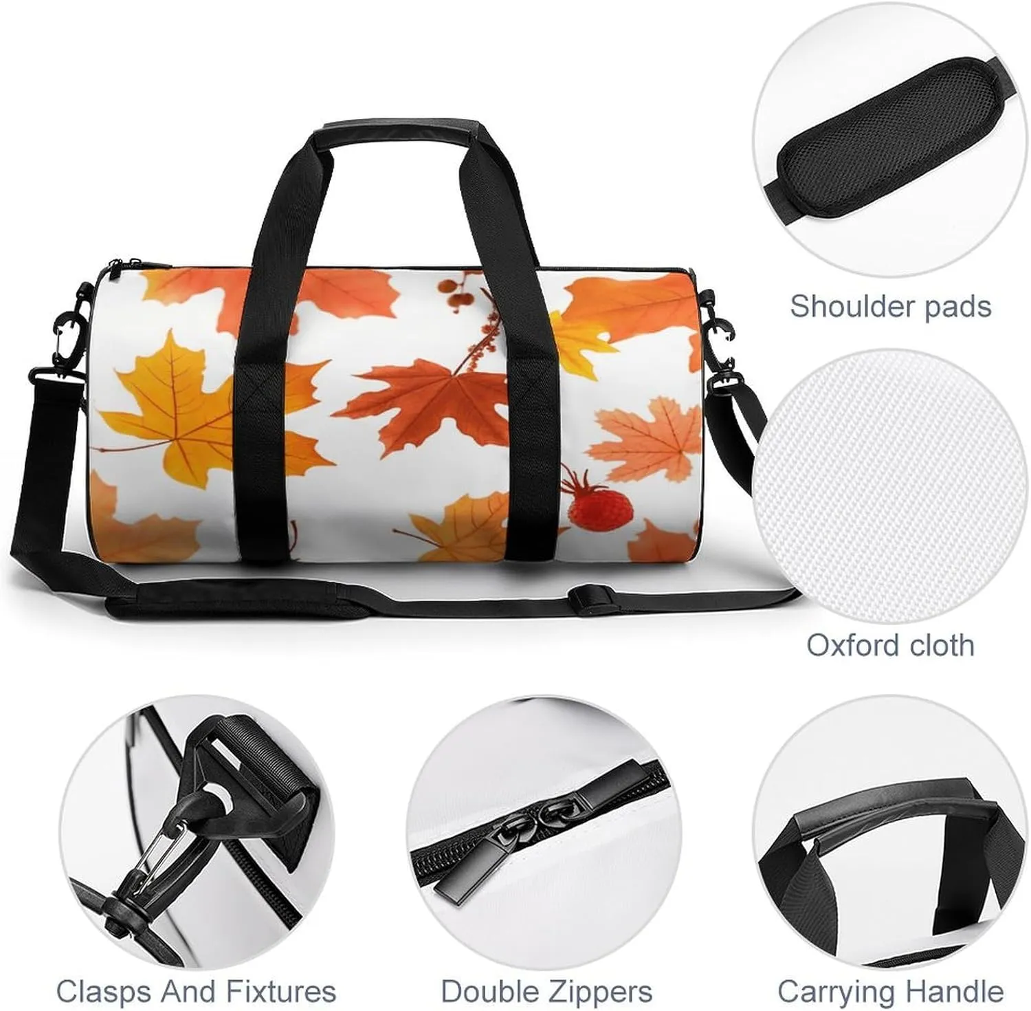 Gym Bags Small Autumn Maple Leaves Duffel Bag Overnight Bag with Shoe Compartment Carryon Bag for Men Women