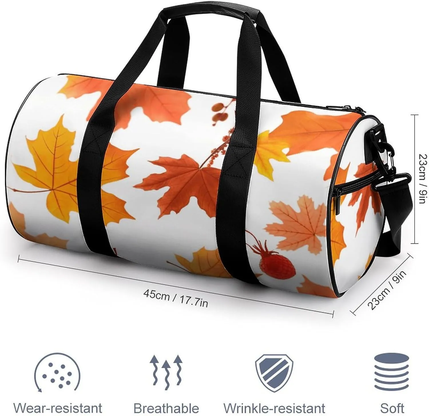 Gym Bags Small Autumn Maple Leaves Duffel Bag Overnight Bag with Shoe Compartment Carryon Bag for Men Women