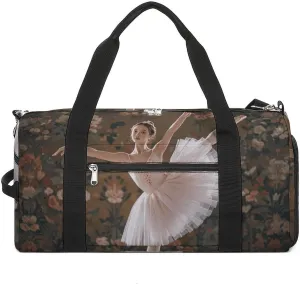 Gym Bags Small Ballerina Dance Duffel Bag Overnight Bag with Shoe Compartment Carryon Bag for Men Women