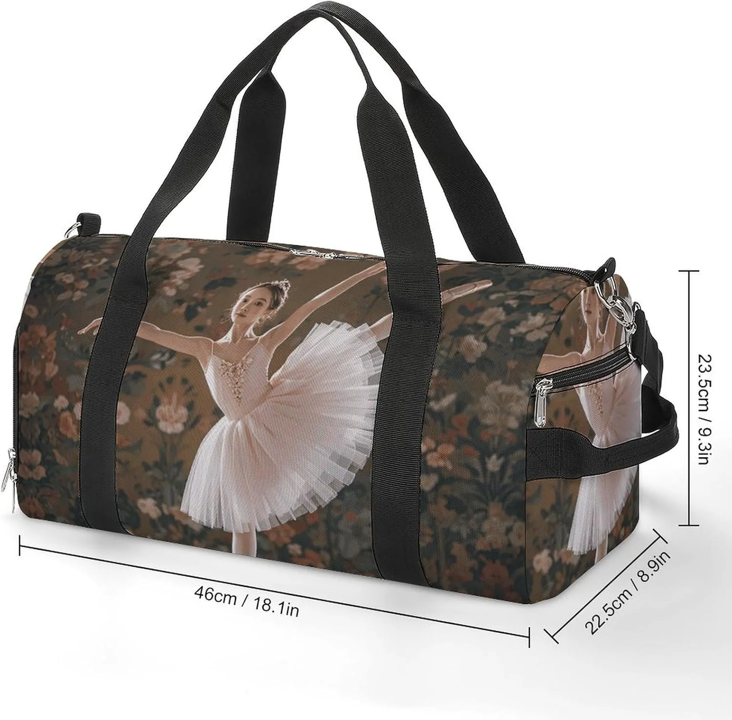 Gym Bags Small Ballerina Dance Duffel Bag Overnight Bag with Shoe Compartment Carryon Bag for Men Women