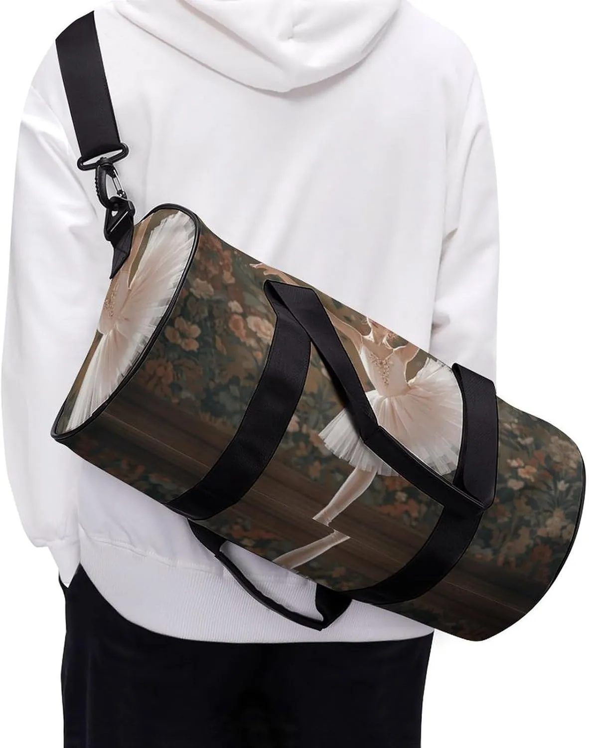 Gym Bags Small Ballerina Dance Duffel Bag Overnight Bag with Shoe Compartment Carryon Bag for Men Women