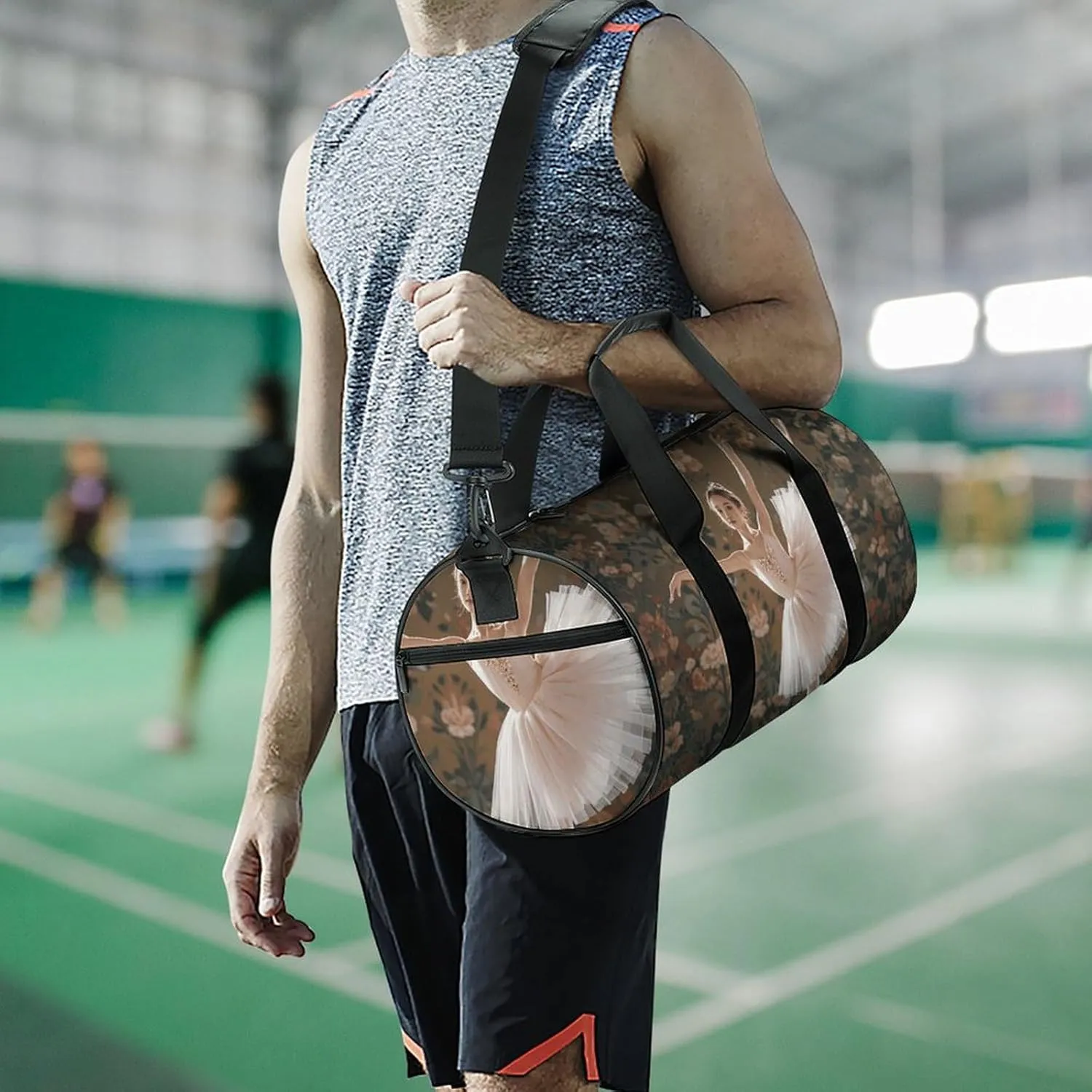 Gym Bags Small Ballerina Dance Duffel Bag Overnight Bag with Shoe Compartment Carryon Bag for Men Women