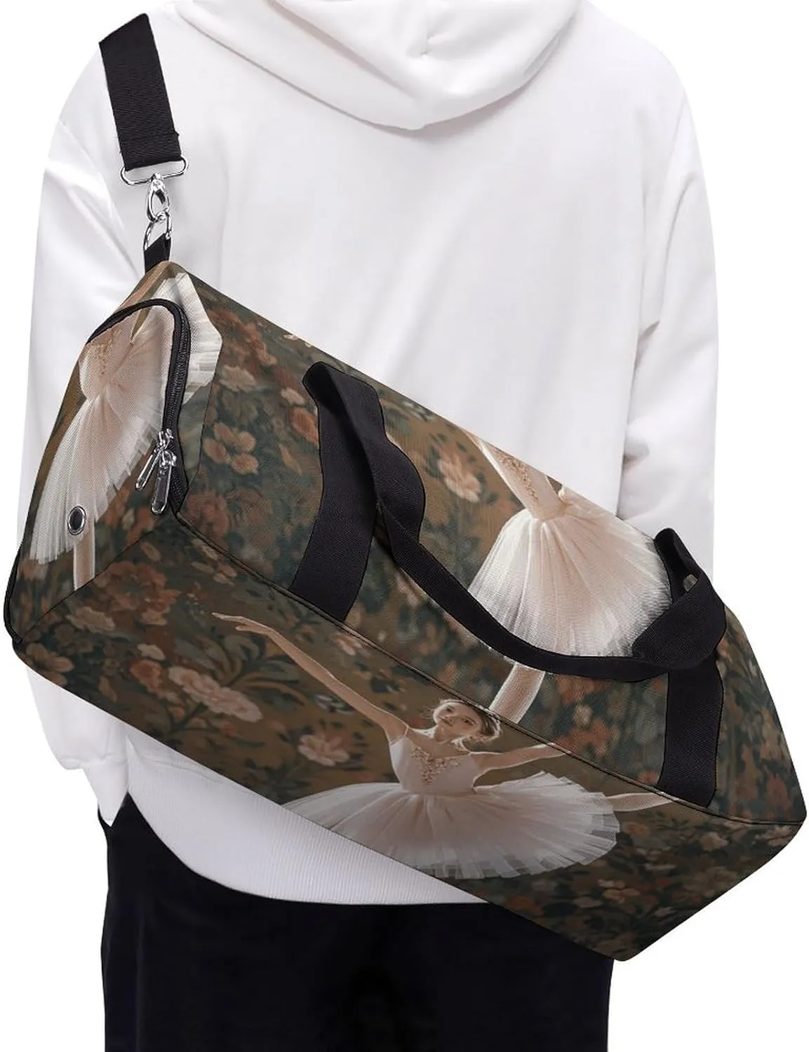 Gym Bags Small Ballerina Dance Duffel Bag Overnight Bag with Shoe Compartment Carryon Bag for Men Women