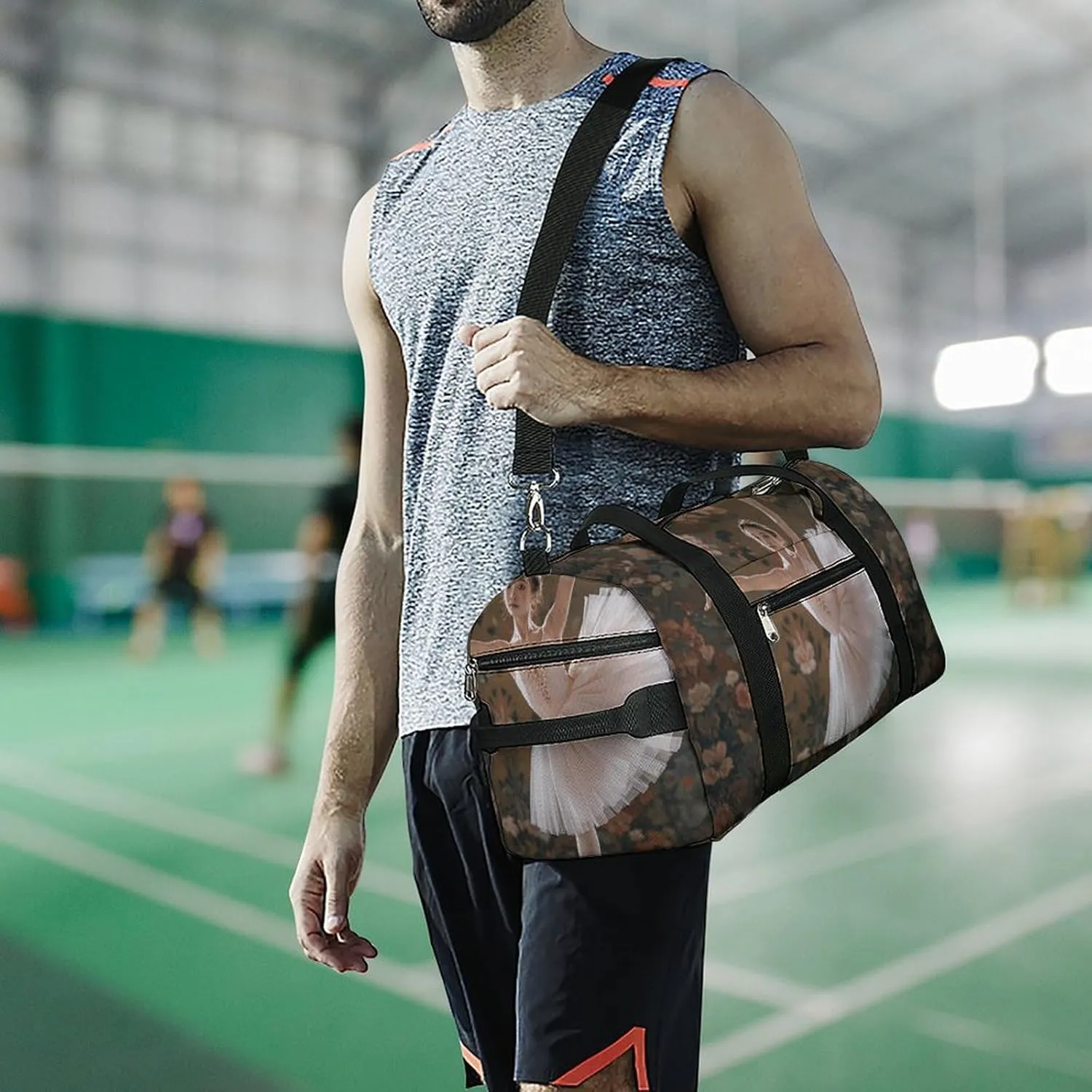 Gym Bags Small Ballerina Dance Duffel Bag Overnight Bag with Shoe Compartment Carryon Bag for Men Women