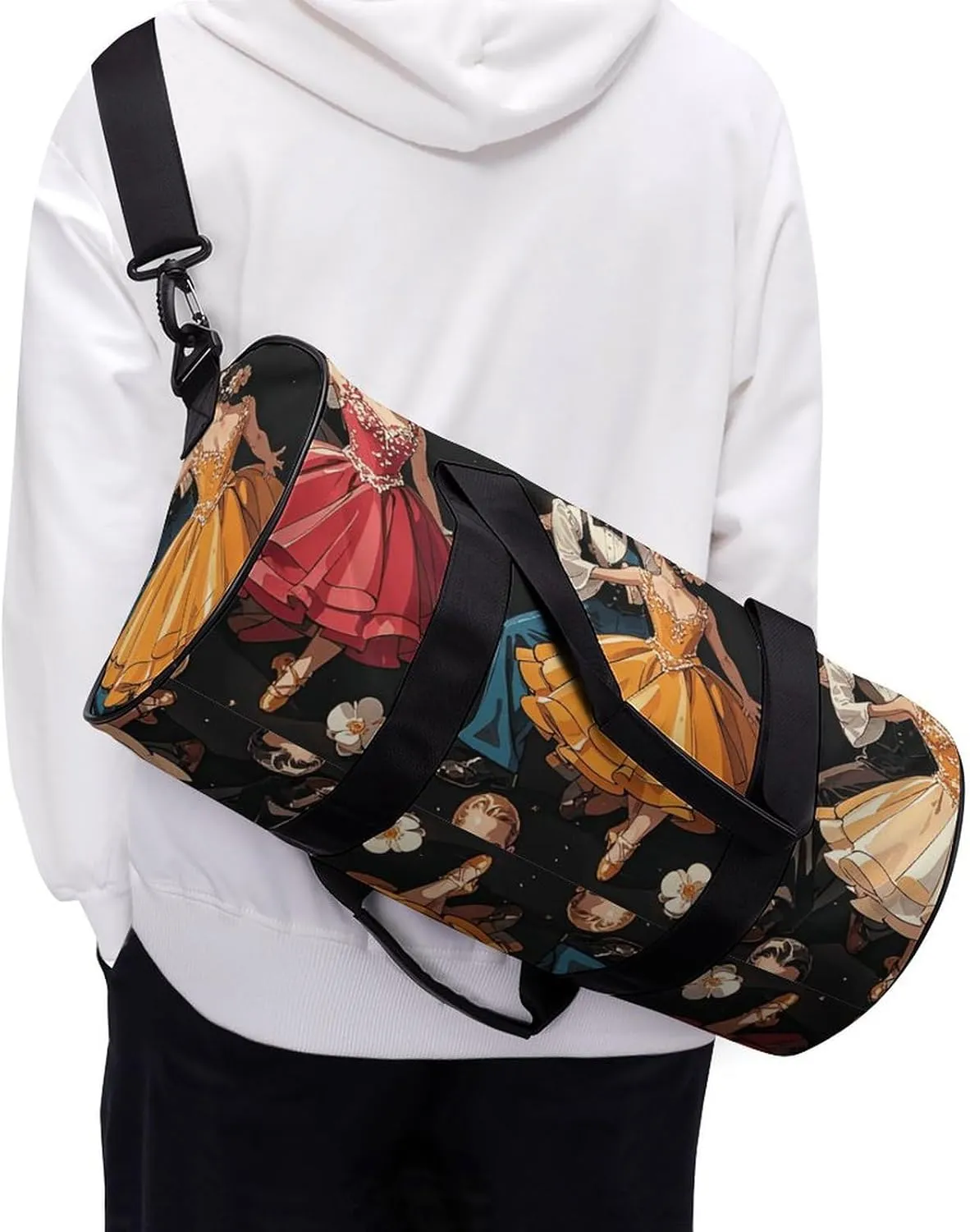 Gym Bags Small Ballroom Dance Small Pattern Duffel Bag Overnight Bag with Shoe Compartment Carryon Bag for Men Women