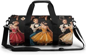 Gym Bags Small Ballroom Dance Small Pattern Duffel Bag Overnight Bag with Shoe Compartment Carryon Bag for Men Women