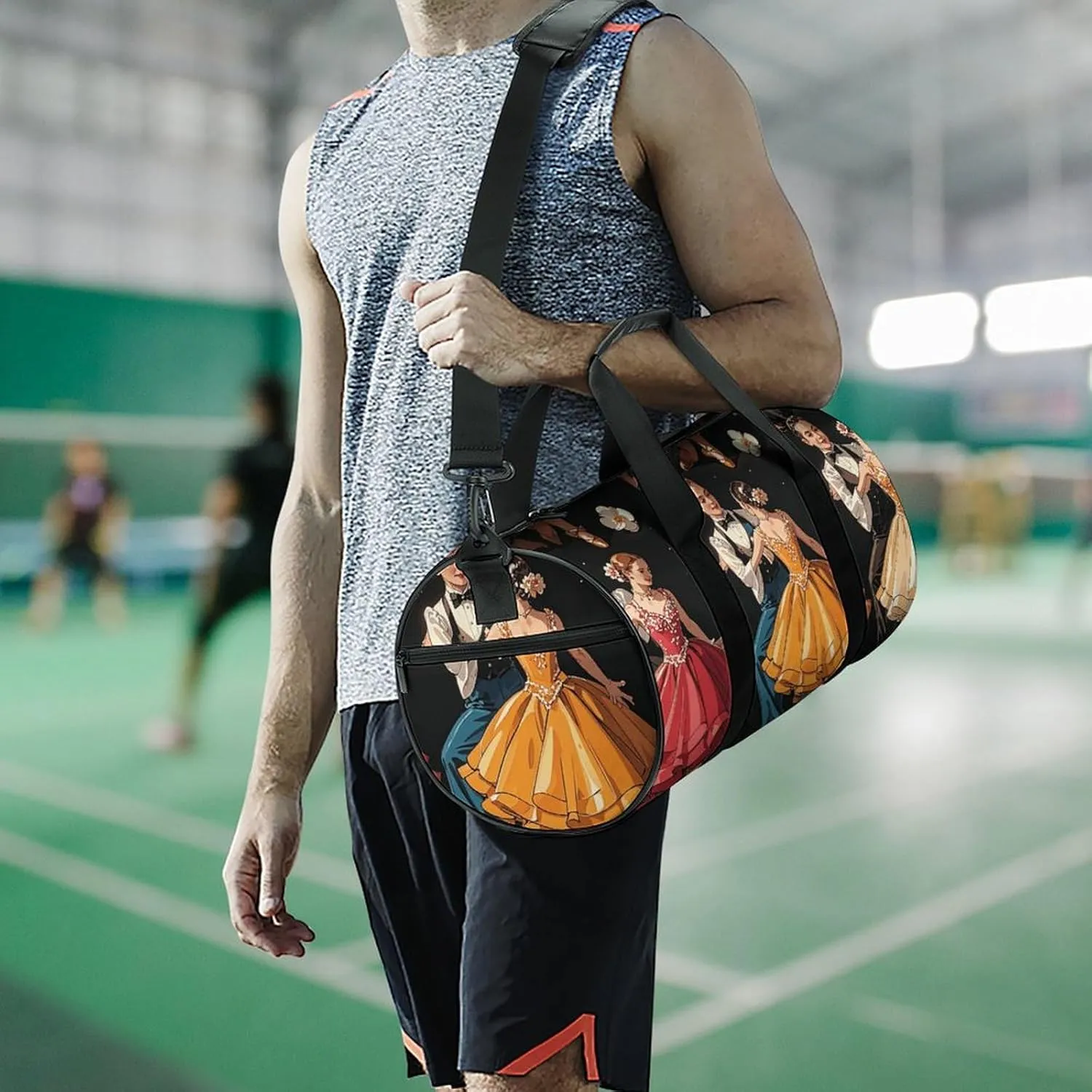 Gym Bags Small Ballroom Dance Small Pattern Duffel Bag Overnight Bag with Shoe Compartment Carryon Bag for Men Women