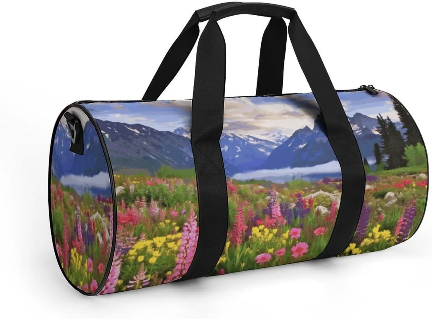 Gym Bags Small Beautiful Flowers Mountain Duffel Bag Overnight Bag with Shoe Compartment Carryon Bag for Men Women
