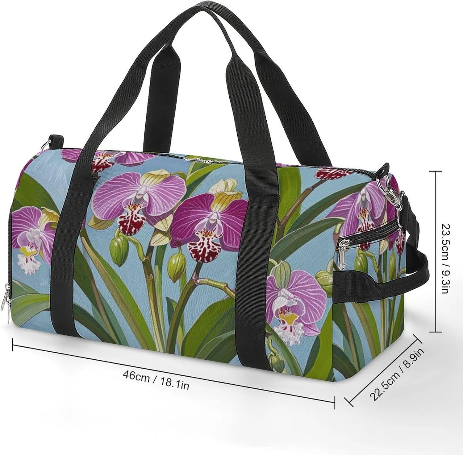 Gym Bags Small Bell Orchid Pattern Duffel Bag Overnight Bag with Shoe Compartment Carryon Bag for Men Women