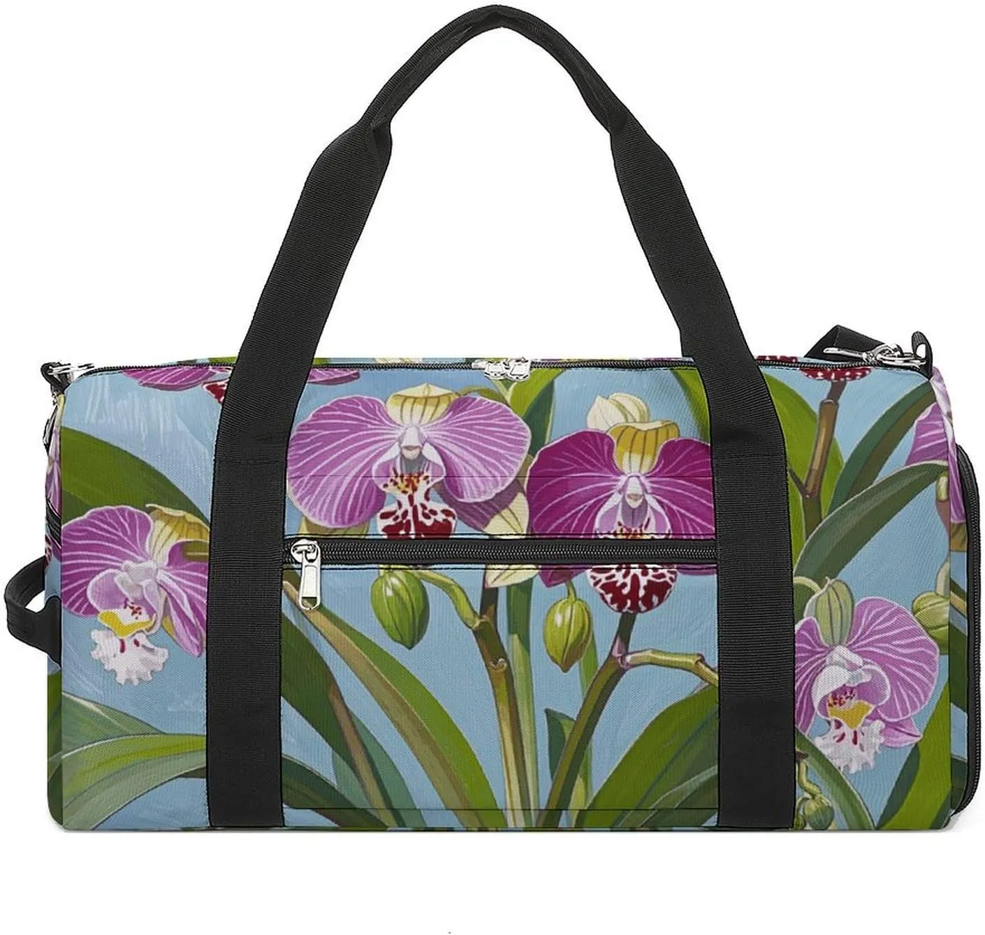 Gym Bags Small Bell Orchid Pattern Duffel Bag Overnight Bag with Shoe Compartment Carryon Bag for Men Women