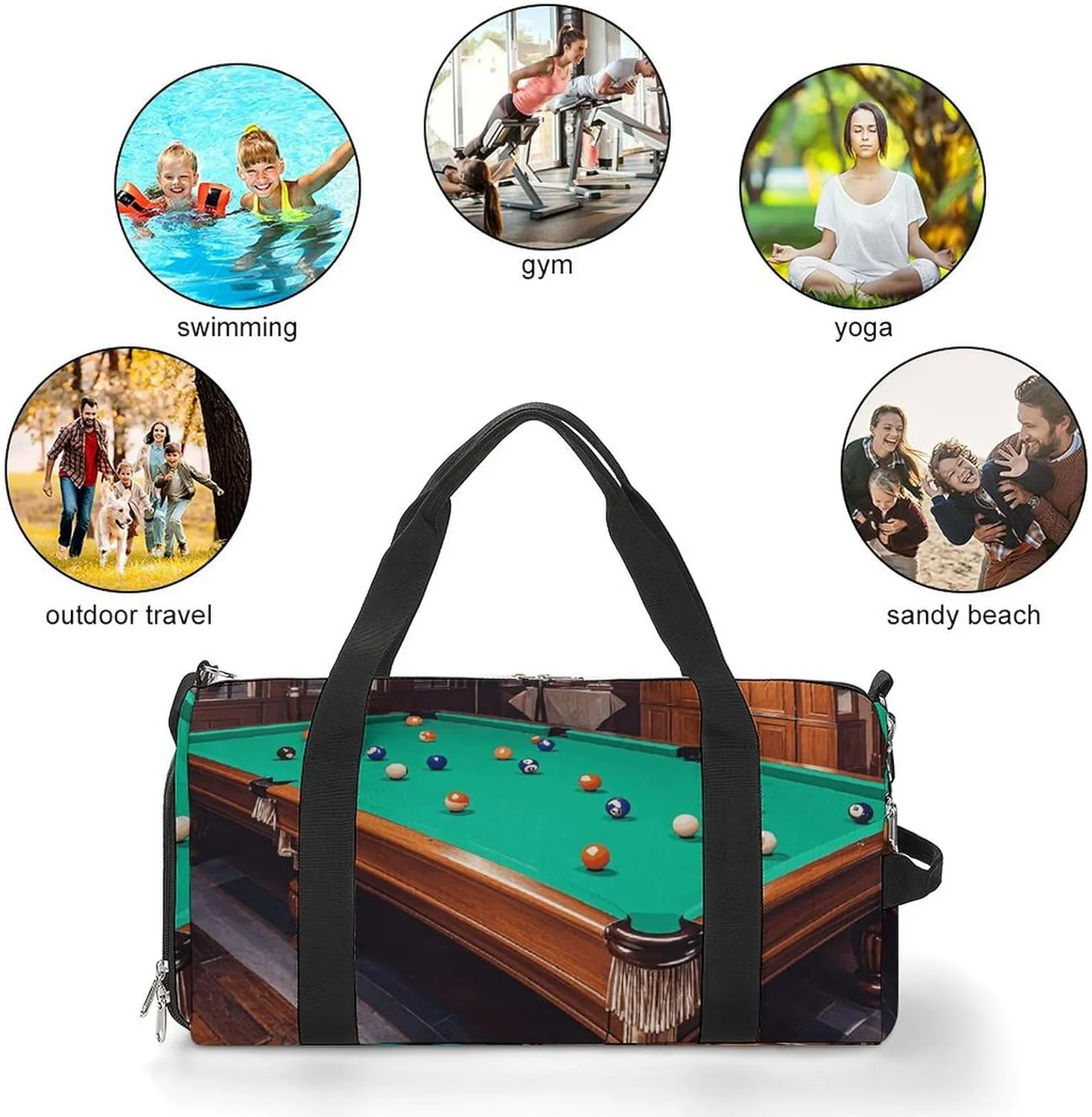 Gym Bags Small Billiard Duffel Bag Overnight Bag with Shoe Compartment Carryon Bag for Men Women
