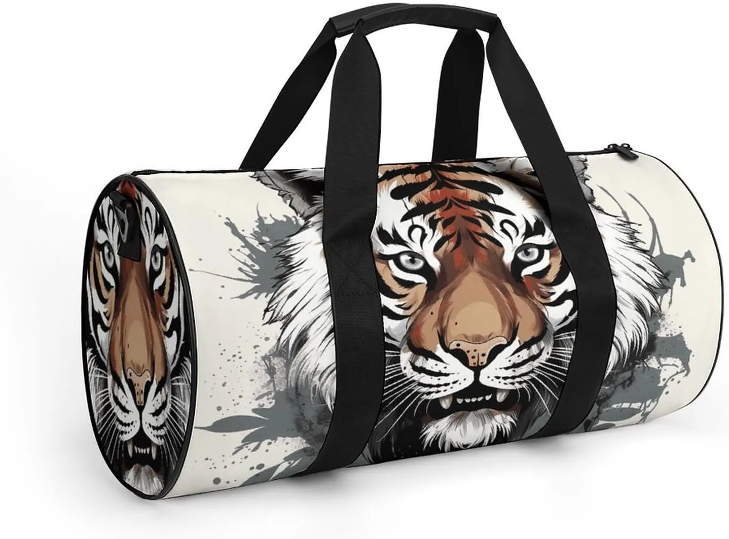 Gym Bags Small Black And White Doodle Tiger Duffel Bag Overnight Bag with Shoe Compartment Carryon Bag for Men Women