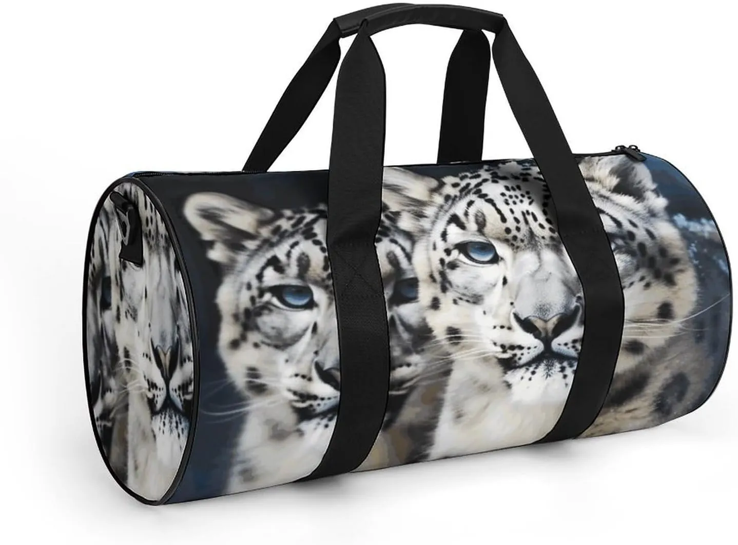Gym Bags Small Blue Eyed Snow Leopard Duffel Bag Overnight Bag with Shoe Compartment Carryon Bag for Men Women