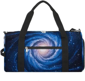 Gym Bags Small Blue Galaxy Duffel Bag Overnight Bag with Shoe Compartment Carryon Bag for Men Women